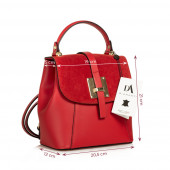Rucsac tip geanta de dama, din piele naturala, DiAmanti Fausta Rosso